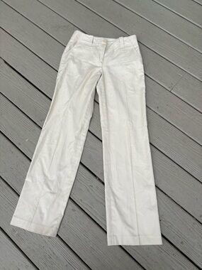 LOFT Classic Straight-Leg Cream Color Pants, Size: 2